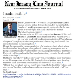Robert G Stahl NJ Law Journal Inadmissible Aug 9 2013
