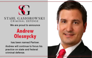 Andrew Olesnycky Criminal Defense Lawyer promoted to Partner